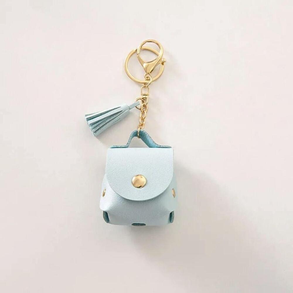 Earbud Case Keychain In Light Blue